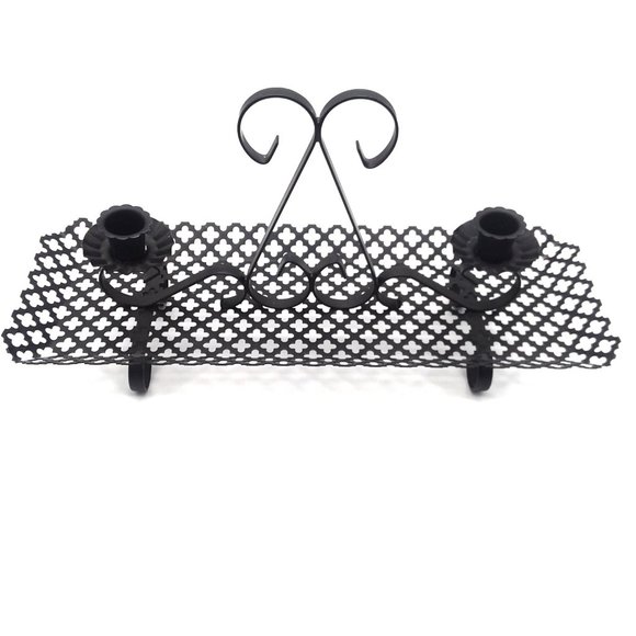 Mesh Candle Holder Centerpiece VTG Black Metal Candleabra HOMCO Votive Holder - Picture 1 of 8